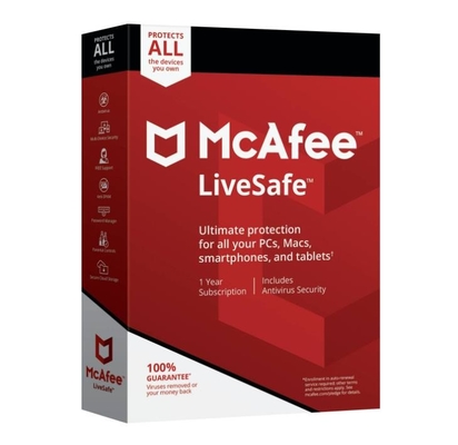 Logiciel en ligne de sécurité d'Internet de McAfee 2022 dispositifs illimités systèmes d'exploitation principaux de 1 grippage d'an