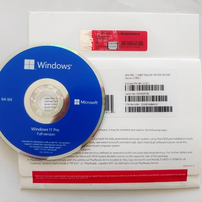 Paquet mordu d'OEM de la clé 64 professionnels DVD de COA Microsoft Windows 11 de FPP