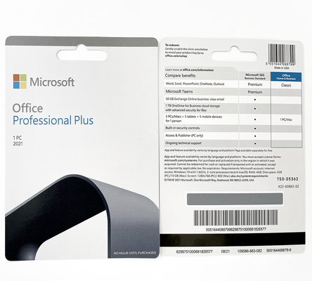 Office 2021 Pro Plus Carte de clé 100% en ligne Activation du bureau 2021 Professional Plus Carte de clé