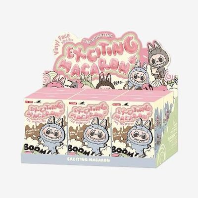 Originaux Autentique Popmart Labubu Monstres Excitant Macaron Siège Boîte à voile Figure Plush Poupée Cute Jouets Boîtes mystérieuses