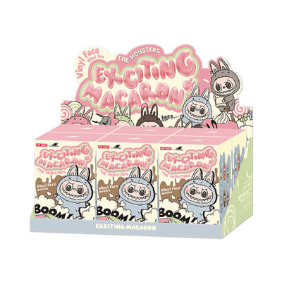 PopMARTS Autentiques monstres Labubu Excitant Macaron Boîte aveugle Figure Plush Doll Jouets mignons Boîtes mystérieuses
