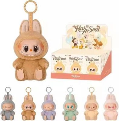 Originaux Autentique Popmart Labubu Monstres Excitant Macaron Siège Boîte à voile Figure Plush Poupée Cute Jouets Boîtes mystérieuses
